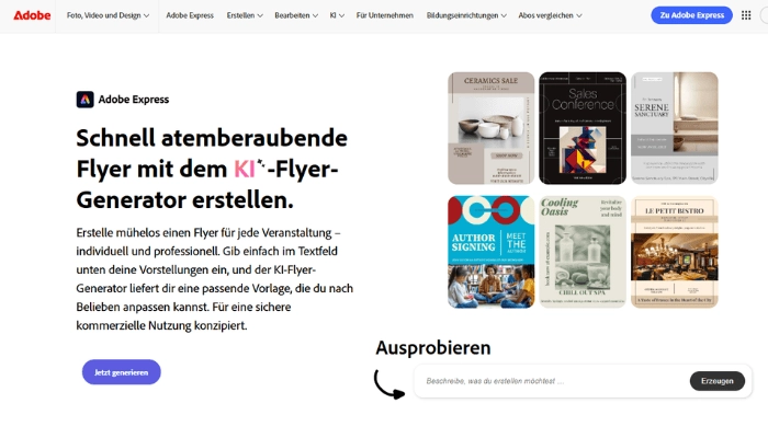 Adobe - KI Flyer fuer Marketing erstellen