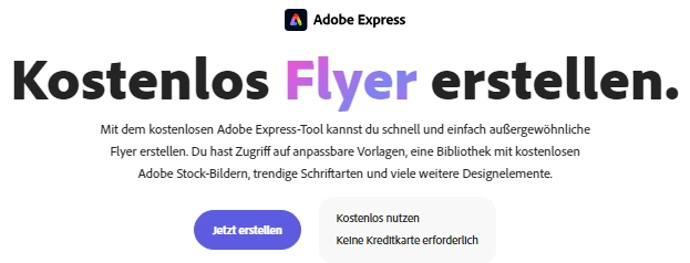 Adobe Express App Außergewoehnliche Flyer erstellen kostenlos ohne Anmeldung