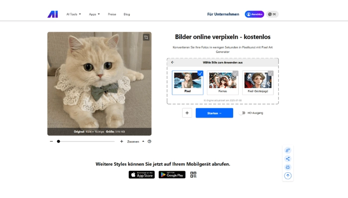 AI Nero - Bilder kostenlos online verpixeln