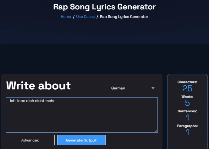 ai4chat: kostenloser KI-Generator für Deutschrap-Texte