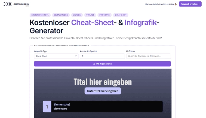 aiCarousels Infografik erstellen mit KI