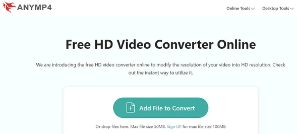 AnyMP4: Videos in 4K konvertieren mit KI, online kostenlos 