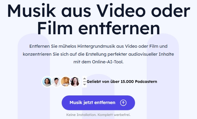 AudioCleaner AI: Hintergrundmusik aus Video und Film entfernen, online kostenlos