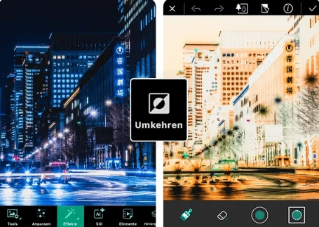 Bild Farbe invertieren auf iPhone und Android mit der PhotoDirector App