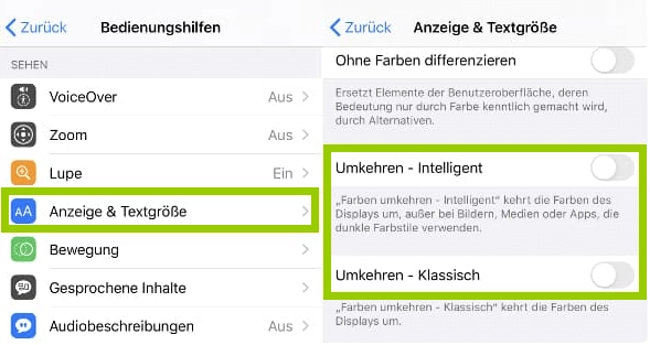 Bildfarben invertieren auf Ihrem iPhone ohne Apps