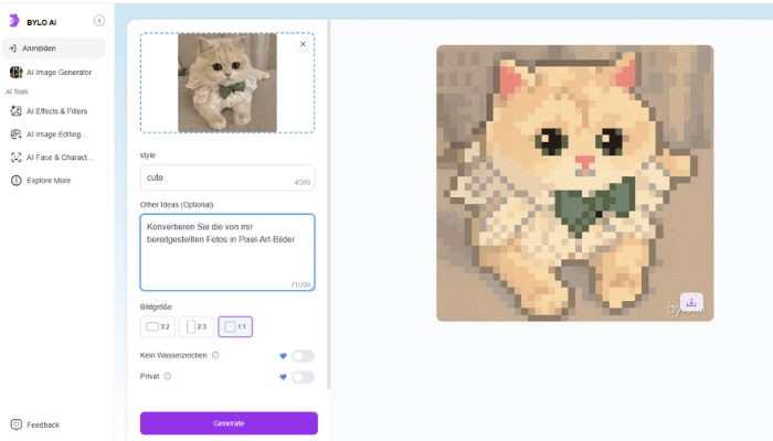 Bylo AI - Kostenloser KI-Pixel-Art-Generator