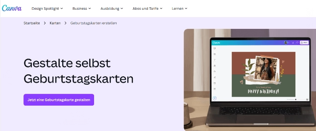 Canva: Eine virtuelle Geburtstagskarte online kostenlos selbst gestalten