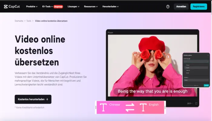 capcut videos auf deutsch uebersetzen