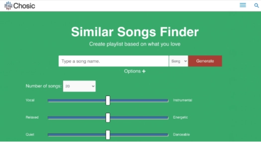 Chosic – Ähnliche Musik finden mit einer großen Musikdatenbank