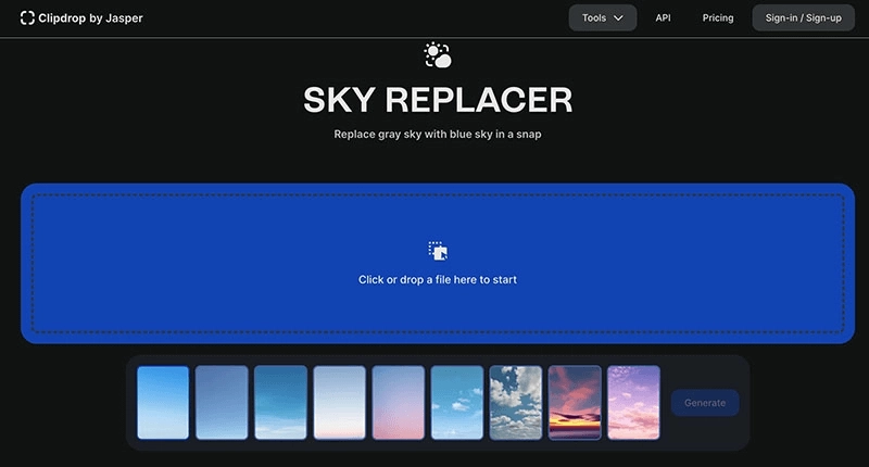 Clipdrop – Ein spezielles Himmel-Ersatz-Tool, online und kostenlos