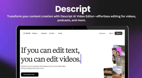 Descript AI Automatisierte KI Videobearbeitung durch Aenderung von Textanweisungen