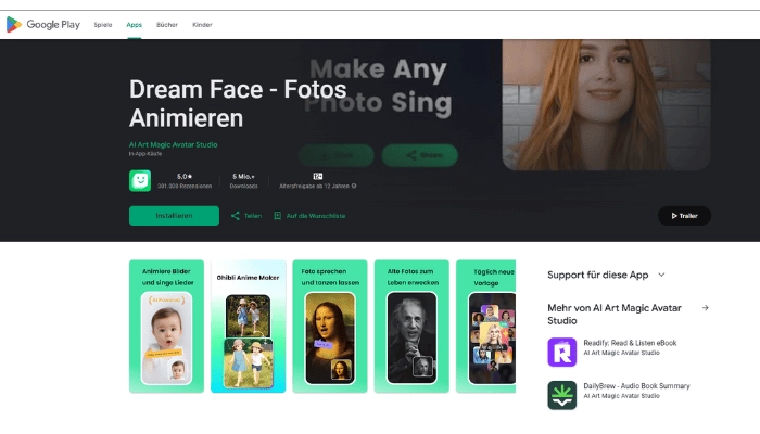 Dream Face Fotos singen lassen