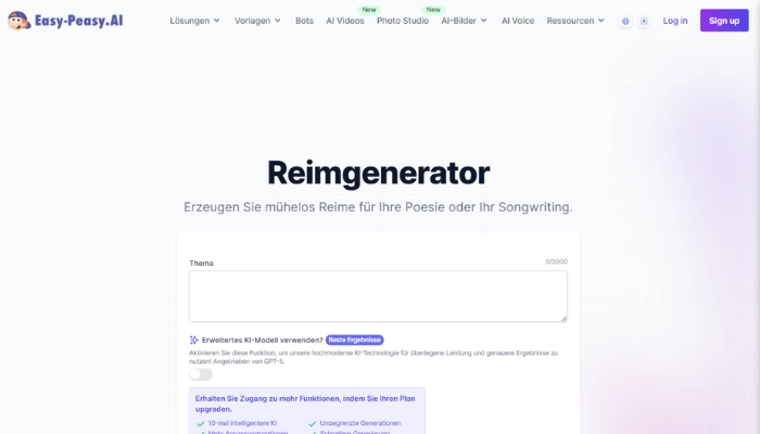 Easy Peasy Reim Generator