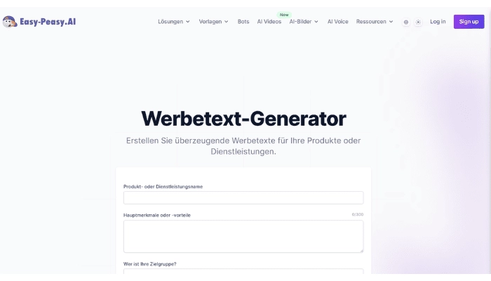 Easy-peasy Werbetext-Generator