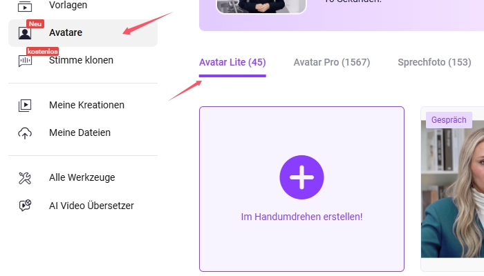 eigene avatar lite erstellen mit vidnoz eins