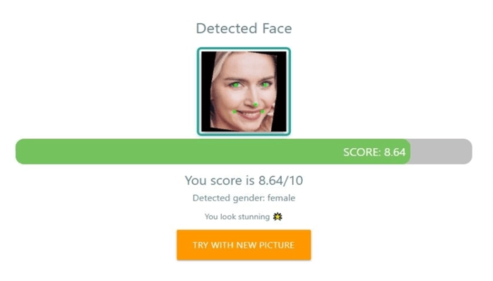 Ergebnis des Gesichtsattraktivitaetstests
