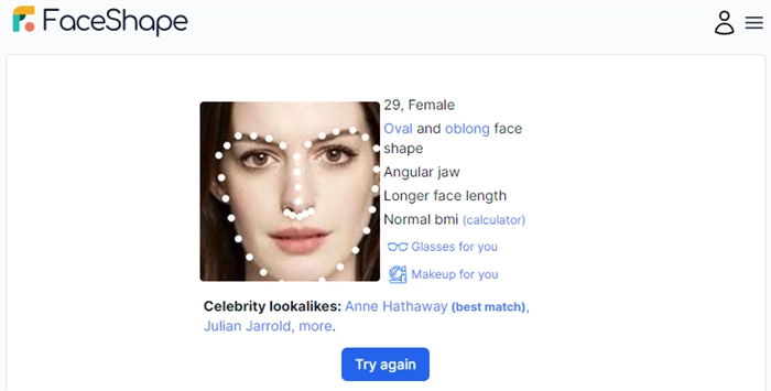 FaceShape - Gesichtsform-Bestimmen-App, die ähnlich aussehende Prominente anzeigt