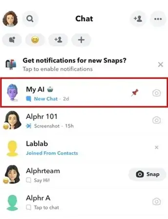 Finden Sie das Snapchat AI