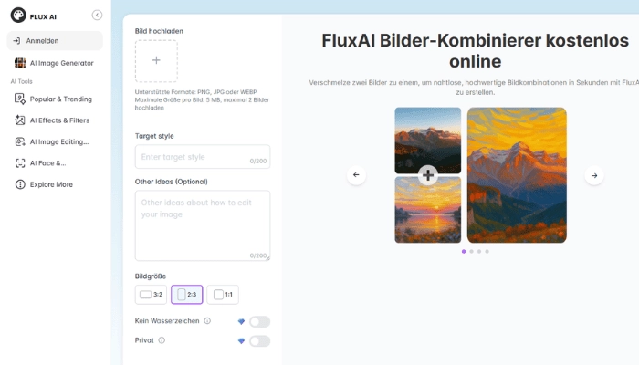 Flux AI KI-Bilder-Kombinierer