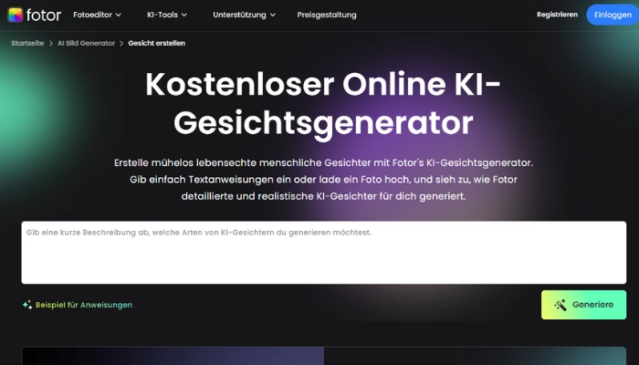 Fotor - Kostenloser KI-Selfie-Generator online