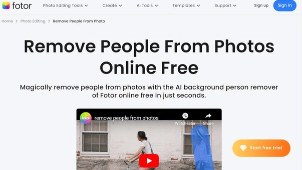 Fotor: Bestes Online-Tool zum Entfernen von Personen aus Bildern