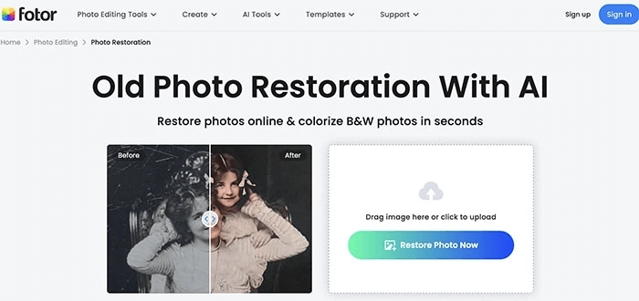 Fotor – Online-Tool, um Bilder mit KI zu restaurieren