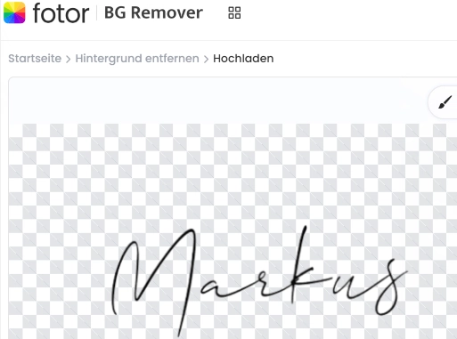 Fotor: Signaturenhintergrund entfernen und Hintergrundfarbe ändern