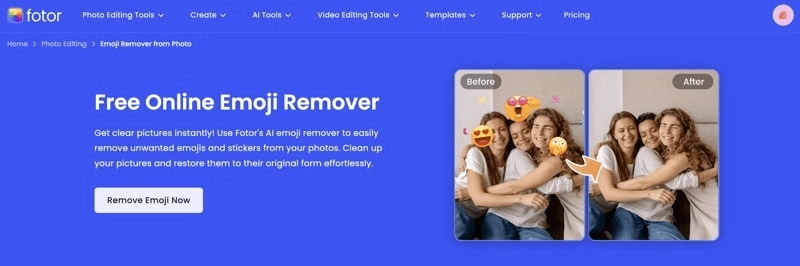 Fotor: Unerwünschte Emojis entfernen mit KI