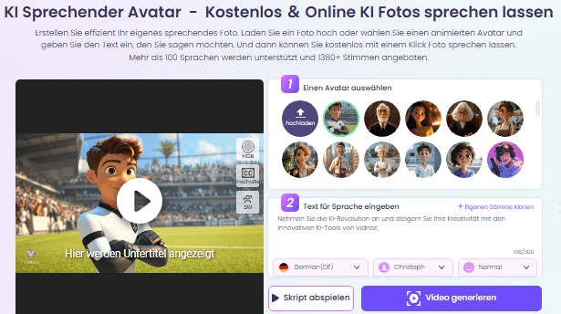 Fotos sprechen lassen mit Vidnoz AI