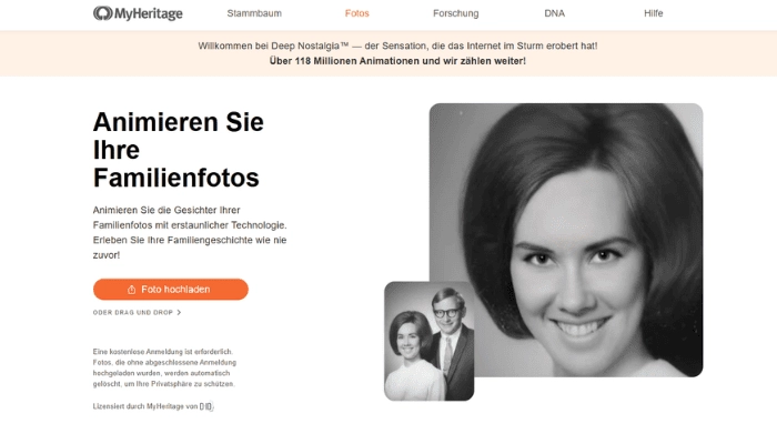 fotos zum leben erwecken mit myheritage