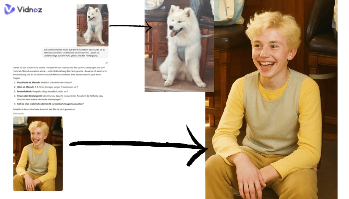 Hund zu Mensch mit chatgpt verwandeln