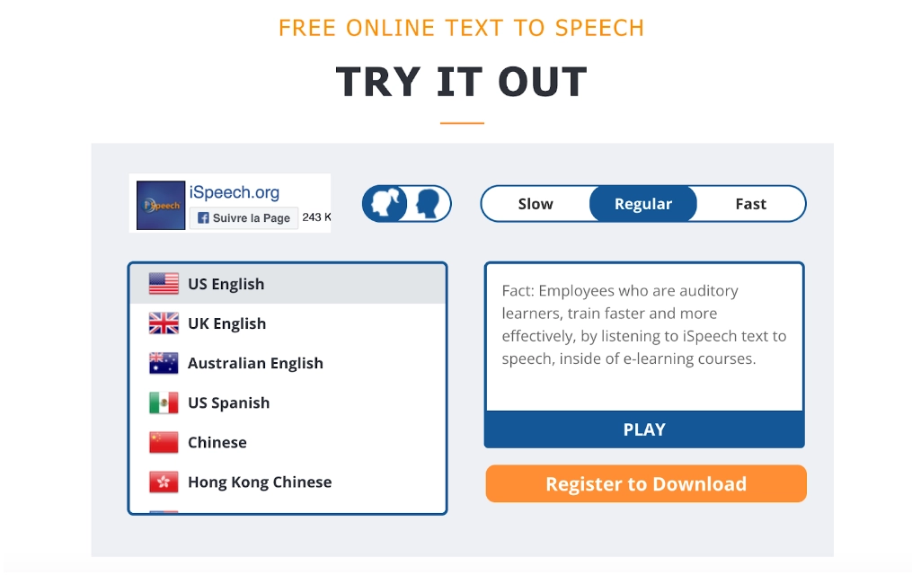 iSpeech-Sprachsynthese online
