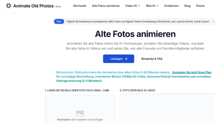 ki bilder bewegen lassen mit animate old photos