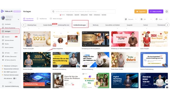 ki geburtstagswünsche video mit vidnoz schritt 1