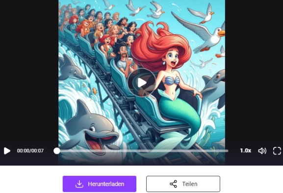 KI generiertes Disney Video herunterladen oder teilen