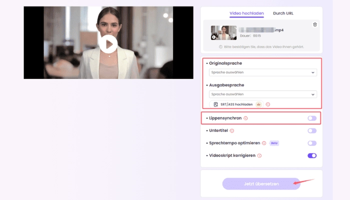 ki lippen synchronisieren mit ki video uebersetzer schritt