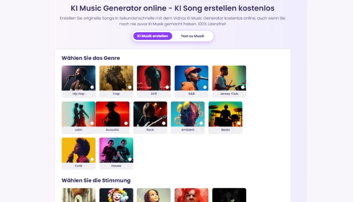 ki musik erstellen online mit vidnoz