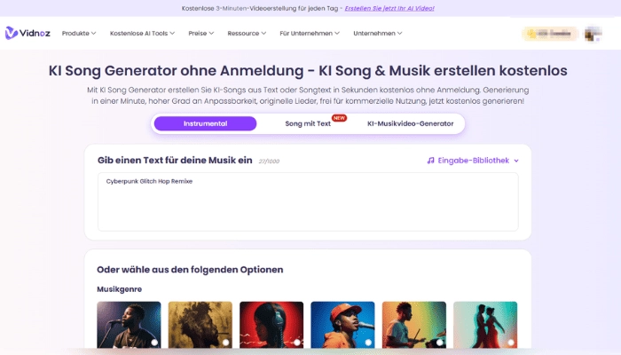 KI Remix erstllen Vidnoz
