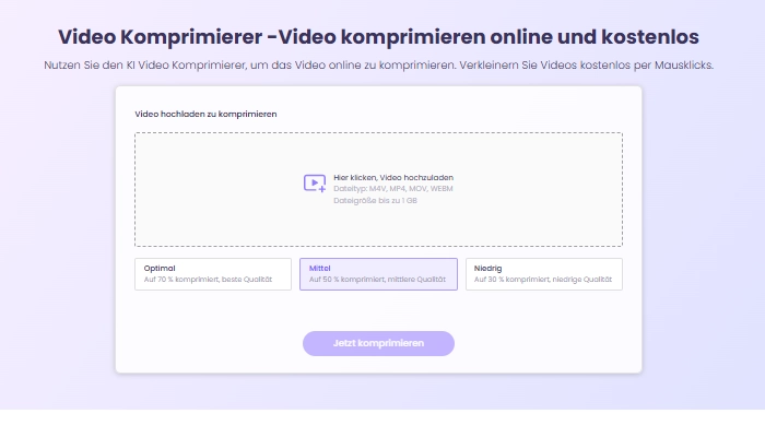 ki video komprimieren online von vidnoz