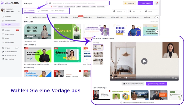 KI Werbevideo erstellen mit Vidnoz Vorlage