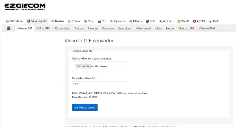 Konvertieren Sie Videos mit Ezgif in GIF