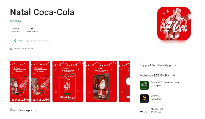 Laden Sie die Coca-Cola-Weihnachts-App herunter