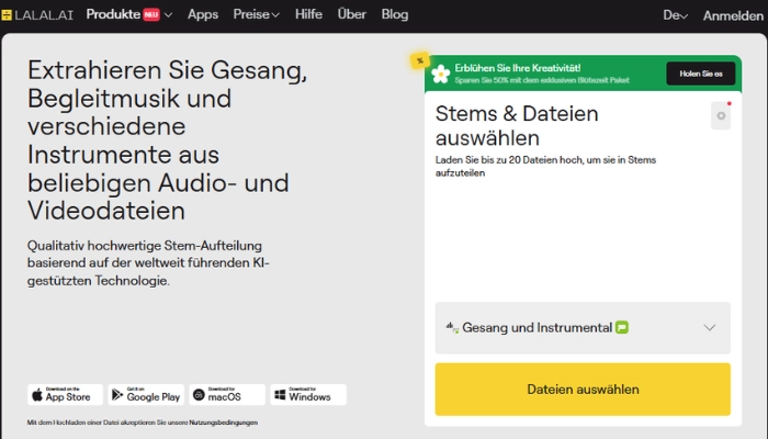 LALAL Stimme trennen