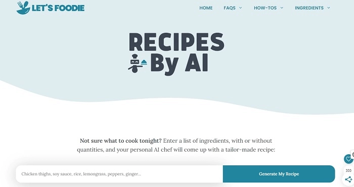 Let's Foodie ist ein KI-Rezeptgenerator, der Kochbuch online erstellen kann