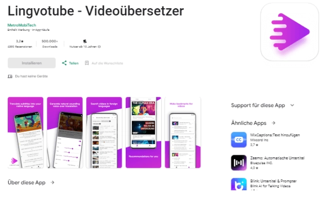 lingvotube video uebersetzer app