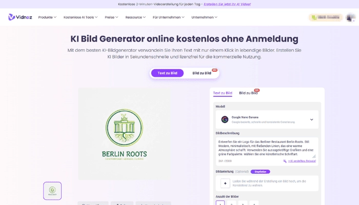 logo mit KI ertsellen vidnoz