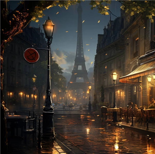 Malerischer Blick auf den Eiffelturm bei Nacht