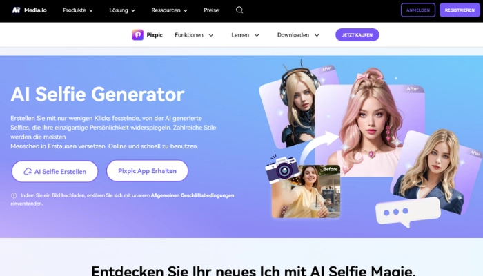 media io ai selfie generator