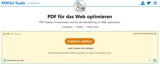 Mit PDF24 machen Sie Ihre PDF-Dateien schärfer, online kostenlos