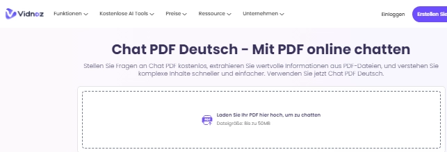 Mit Vidnoz AI Chat PDF schnell wichtige Informationen aus den PDF-Dateien zusammenfassen